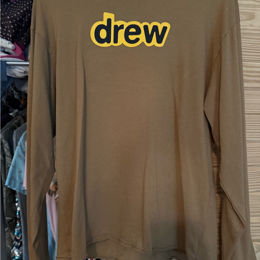 Drew House Tan Long Sleeve with Yellow Logo
